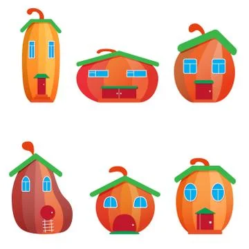 Set pumpkin house Stock Illustration