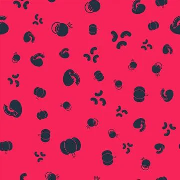 Set Pumpkin, Tomato, Melon fruit and Beans on seamless pattern. Vector Stockillustratie