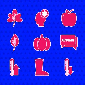 Set Pumpkin, Waterproof rubber boot, Meteorology thermometer, Speech bubble with イラスト素材