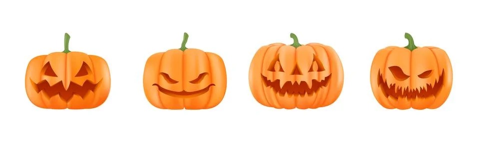 Set pumpkin on white background. The main symbol of the Happy Halloween holiday Stock Illustration