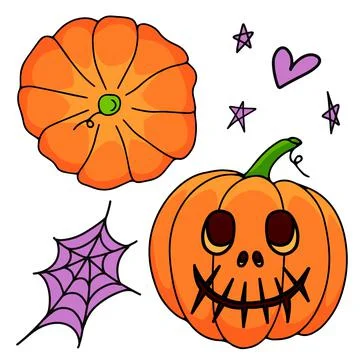 Set pumpkin on white background. The main symbol of the Happy Halloween holid Stock Illustration