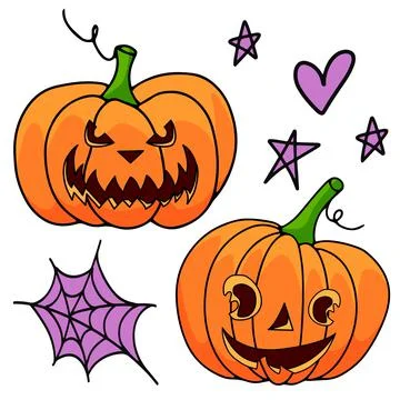 Set pumpkin on white background. The main symbol of the Happy Halloween holiday Stock Illustration