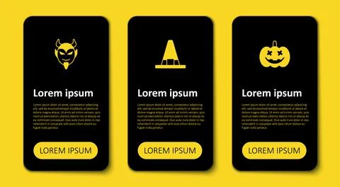 Set Pumpkin, Witch hat and Devil head. Business infographic template. Vector 스톡 일러스트