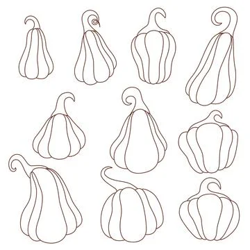 Set of pumpkins coloring book vector illustration Stock Illustration