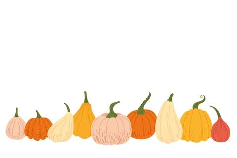 Set of pumpkins of different colors Stock Illustration