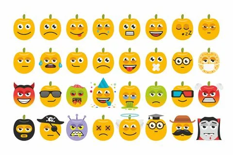 Set pumpkins for Halloween emoticons Stock Illustration