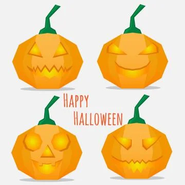 Set of pumpkins halloween in flat style, halloween concept vector illustration Illustrazione stock