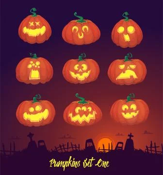 Set pumpkins for Halloween Illustrazione stock