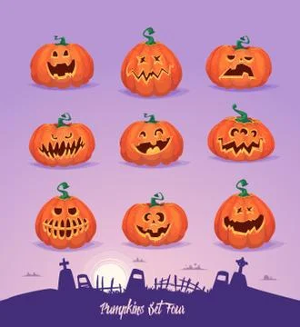 Set pumpkins for Halloween Illustrazione stock