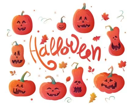 Set pumpkins for Halloween. Illustrazione stock