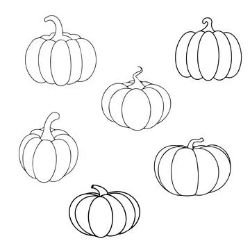 Set of pumpkins. Pumpkin vector illustration one line. Autumn Stock Illustration