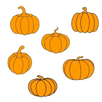 Set of pumpkins. Pumpkin vector illustration one line. Autumn Stock Illustration
