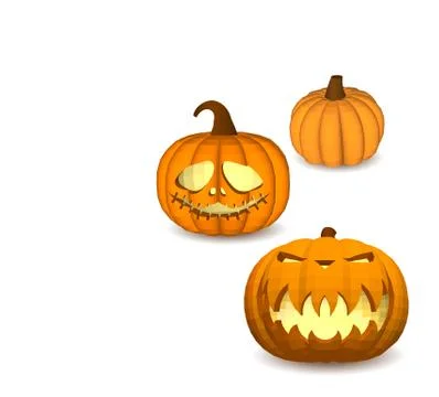 A set of pumpkins on a white background for decoration of any holiday graphics Illustrazione stock
