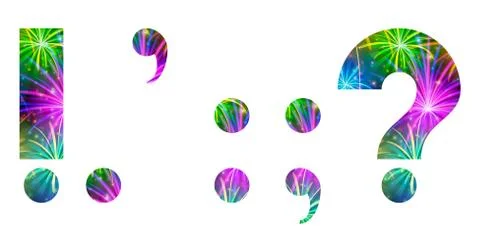 Set of punctuation signs, firework Stock Illustration