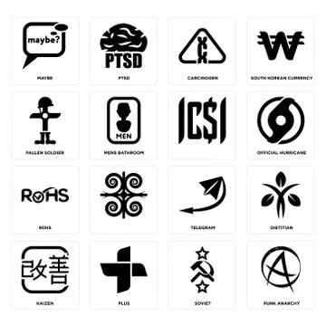 Set of punk anarchy, soviet, kaizen, telegram, rohs, , fallen soldier, carcin 無料イラスト素材