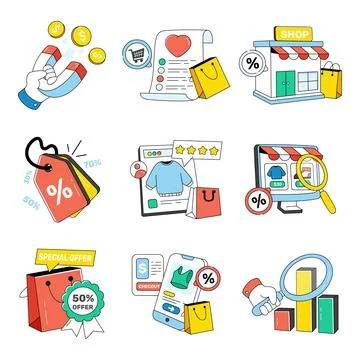 Set of Purchase Doodle Icons Stock Illustration