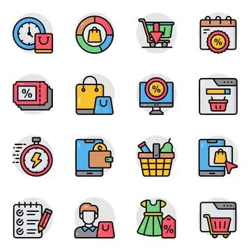 Set of Purchase Flat Icons Stock Illustration