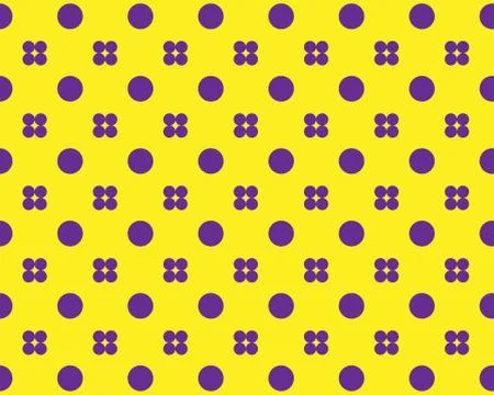 Set of purple circles in a symmetrical pattern on a yellow background Stock Illustration