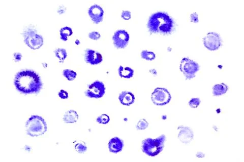 Set of purple spots on a white background. Abstract watercolor drawing Stock Illustration