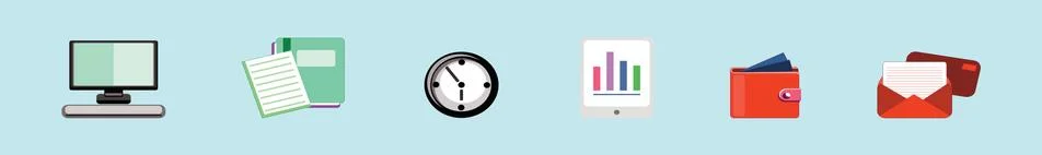 Set of purse, note, computer and business icon design template Stock-Illustration