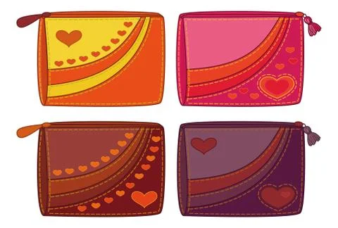 Set purses with valentine hearts Stock Illustration