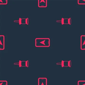 Set Push pin and City map navigation on seamless pattern. Vector Stock Illustration