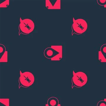 Set Push pin and Folded map with location marker on seamless pattern. Vector Illustrazione stock