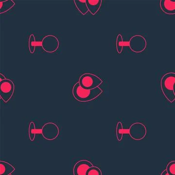 Set Push pin and Location on seamless pattern. Vector Illustrazione stock