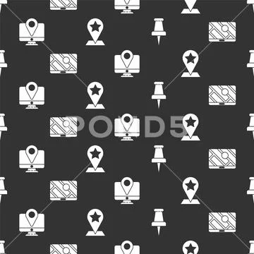 Set Push pin, City map navigation, Monitor with location marker and Map ...