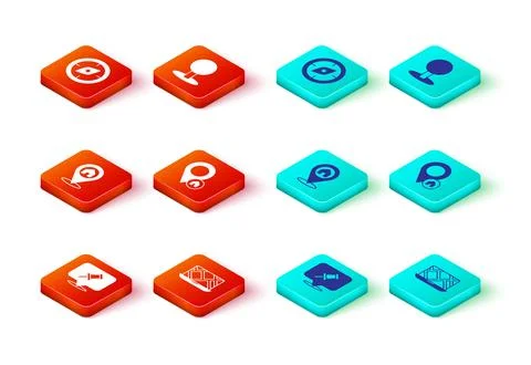 Set Push pin, City map navigation, Location with house, and Compass icon. Vector 스톡 일러스트