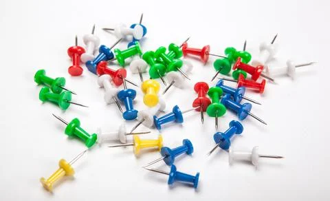 Set of push pins in different colors Stock-Fotos