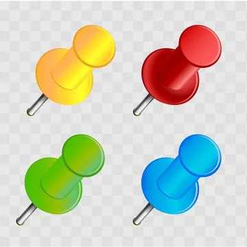 Set of push pins in different colours. Vector Stock Illustration