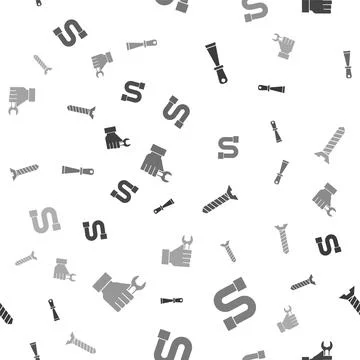 Set Putty knife, Industry pipe, Metallic screw and Wrench spanner on seamless Stock Illustration