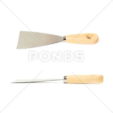 Set of Putty kniFe over isolated white background Stock Photos