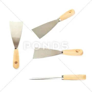 Set of Putty kniFe over isolated white background Stock Photos