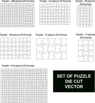 Set of puzzle die cut vector-eps Stock Illustration