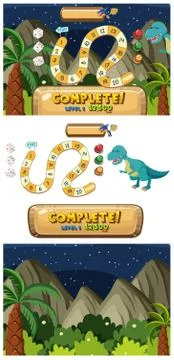 Set of puzzle game templates with mountain background Stock Illustration