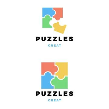 Set of Puzzle Icon Logo Design Template Stock Illustration
