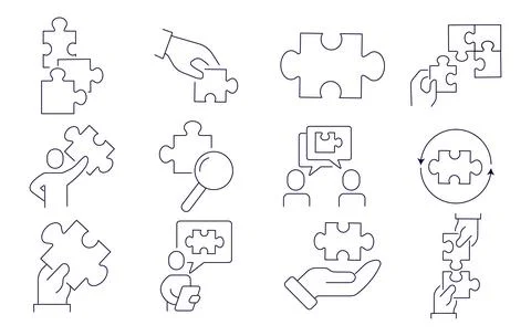 Set of puzzle icons Stock Illustration