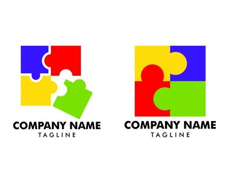 Set of Puzzle logo icon vector template Stock Illustration