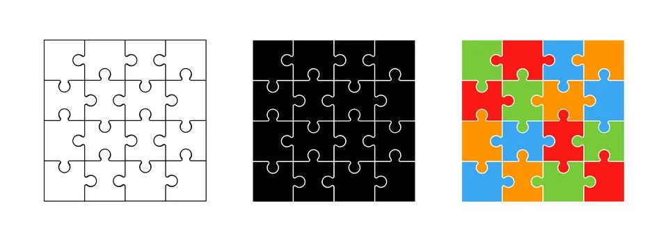 Set of puzzle pieces. Different variations of puzzle pieces Stockillustratie