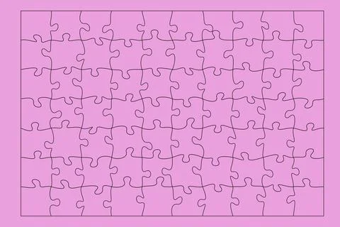 Set of puzzle pieces isolated on pink background. Stock Illustration
