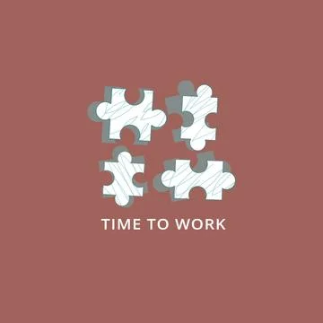 Set of puzzle pieces  Minimalistic flat vector illustration with shapes and t Illustrazione stock