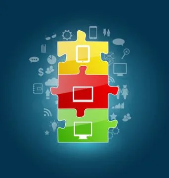 Set puzzles with infographic elements Stock Illustration