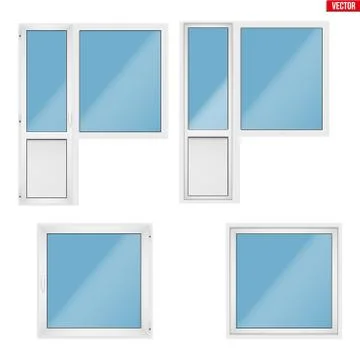Set of PVC balcony window and door Illustration