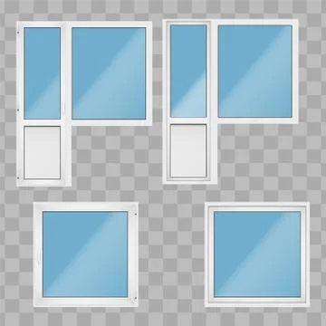 Set of PVC balcony window and door Illustration