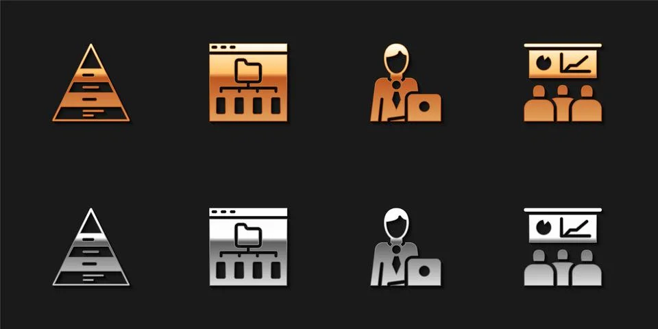 Set Pyramid chart infographics, Browser files, Businessman and Training 스톡 일러스트