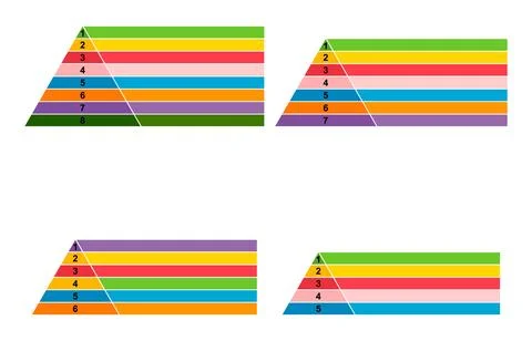 Set of Pyramid infographic chart layout, info modern concept step presentatio Stock Illustration