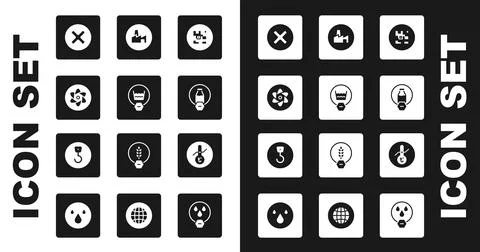 Set QR code, Delicate wash, Test tube and flask, X Mark, Cross in circle Stock Illustration