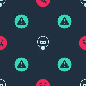 Set QR code, Delicate wash and Exclamation mark in triangle on seamless pattern Stock Illustration